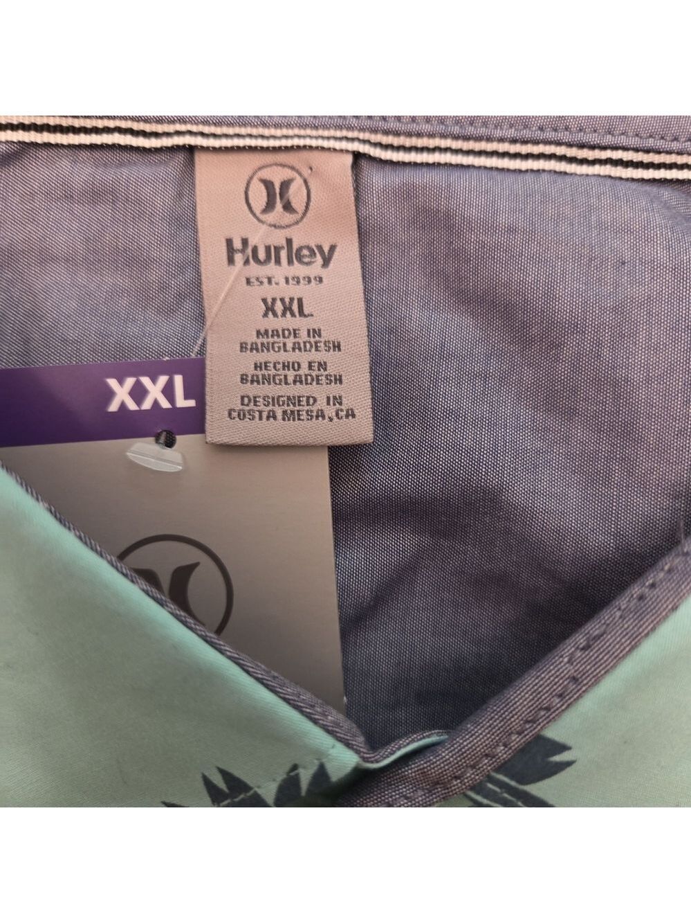 Men's Hurley Short Sleeve Button Down Shirt Size XXL - Picture 3 of 3